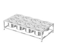WDSOPK Étagère à épices ronde à 2 rangées en acier inoxydable 304 avec couvercle, support de rangement de comptoir, organisateur d'épices pour thé au lait, confiture (argent/B, 73 x 37 x 14 cm)