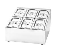 WDSOPK Étagère à épices, support de rangement de confiture en acier inoxydable, support incliné avec couvercles et cuillères pour la maison et les cuisines commerciales (36 x 40 x 24 cm)
