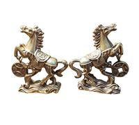 WDSOPK Figurine Décorative Feng Shui en Laiton, Miniature en Cuivre Pur, 2 Pièces, Statue De Cheval Porte-Bonheur, Sculptures Et Statues Animales, Statue Feng Shui, SC