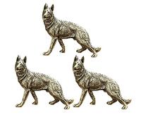 WDSOPK Figurine Décorative Feng Shui en Laiton, Miniature en Cuivre Pur, 3 Pièces, en Cuivre Massif Antique, Loup Pur, Chien Porte-Bonheur, Mini Ornement Feng Shui, SC