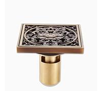 WDSOPK Floor Drain 4 inch Floor Drain,Brass Square Shower Floor Drain with Removable Hair Catcher Cover and Quadrato Pattern Grate Removable,B