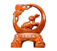 WDSOPK Garden Statues Garden Statues Decor Yard Art Animal Sculptures, Rabbit Statue for Garden Decor - Lucky Feng Shui Ornaments Animal Statue Rosewood Carving Crafts Easter De