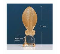 WDSOPK Golden Leaf Crystal Ball Ornament Wrought Iron Leaf Ornament Shopping Mall Hotel Model Room Home Living Room Study Soft Decoration