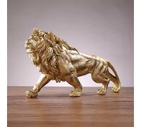 WDSOPK Golden Lion Sculpture Ornaments Living Room TV Cabinet Wine Cooler Home Decorations Office Desktop Crafts