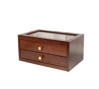 WDSOPK Grande Boîte À Bijoux en Bois - Organisateur À Plusieurs Niveaux pour Boucles d'oreilles, Pendentifs Et Accessoires - Tiroir Spacieux avec Compartiments pour Un(Brun-2 Couches)