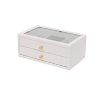 WDSOPK Grande Boîte À Bijoux en Bois - Organisateur À Plusieurs Niveaux pour Boucles d'oreilles, Pendentifs Et Accessoires - Tiroir Spacieux avec Compartiments pour Un(Blanc - 2 Couches)