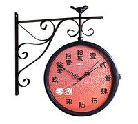 WDSOPK Horloge Murale Double Face À Suspendre, Style Antique, en Métal Et Fer, pour Décoration Extérieure, Bureau, Maison, Cuisine, Chambre