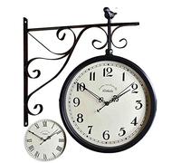 WDSOPK Horloge Murale Double Face À Suspendre, Style Rétro Antique, en Métal, pour La Décoration Extérieure, La Maison, Le Bureau, La Cuisine Ou La Chambre.