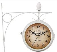 WDSOPK Horloge Murale, Horloge Murale Artistique, Horloge Simple, Horloge Murale De Jardin, Horloge Murale Double Face avec Support pour Intérieur Et Extérieur, Facile(Blanc)