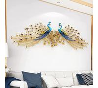 WDSOPK Horloge Murale, Horloge Murale d'art Moderne, Grande Horloge Murale en Métal avec Motif Paon, pour La Décoration du Salon, Mouvement Silencieux, Horloge De Cham(Un)