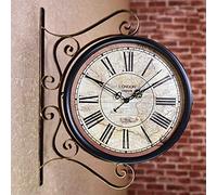 WDSOPK Horloge Murale Rétro Étanche, Rotative À 360° Et Double Face, pour La Décoration Intérieure Et Extérieure De Jardin.(G)