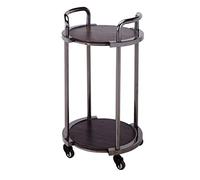 WDSOPK Hotel Service Car, Two Layers Solid Wood Assembly Trolley, Mobile Wine Cart, Dining Car, Mobile Storage Trolley, Black Gold