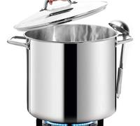 WDSOPK Large Stainless Steel Stock Pot with Tempered Glass Lid - 24Qt Cookware for Hotel, Restaurant, and Party Kitchens - Easy to Clean, Durable Cooking Pot(24Qt)