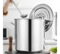 WDSOPK Large Stainless Steel Stockpot with Lid, Heavy Duty Cooking Pot for Home Kitchen, Available in 5.5L to 108L Sizes, Ideal for Soup, Stews, and Pasta Cooking(Steel-13L D: 30Cm X H: 20Cm)