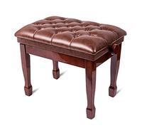 WDSOPK Leather Piano Bench Adjustable Height Deluxe Piano Stool Piano Bench with Thick Cushion Leather Padded for Home & Professional Use/Brown(Teakwood Brown)