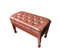 WDSOPK Leather Piano Bench Height Adjustable Piano Stool Brown Duet Piano Bench,with Genuine Leather Seat and Inner Solid Flip-Top Extra Music Compartment/Brown(Brown)