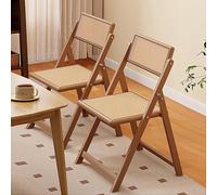 WDSOPK Lot De 2 Chaises De Salle À Manger Pliantes en Rotin PE, Chaises De Salle À Manger D'Extérieur Modernes en Bambou De Style Milieu du Siècle pour Chambre À Coucher,