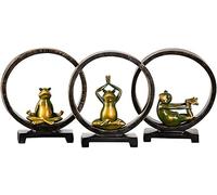 WDSOPK Meditation Yoga Frog Statue, Resin Yoga Pose Zen Statue Sculpture for Indoor Home Decor(A+B+C-26.5 * 23.3Cm)