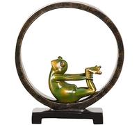 WDSOPK Meditation Yoga Frog Statue, Resin Yoga Pose Zen Statue Sculpture for Indoor Home Decor(B-26.5 * 23.3Cm)