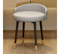WDSOPK Modern Gray Vanity Stool with Metal Legs Low Back Small Upholstered Makeup Chair for Bedroom Living Roomrotating Type