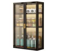 WDSOPK Modern Metal Medicine Cabinet with Glass Door for Bathroom Storage Over The Toilet Hanging Cabinet Space Saving Cupboard for Bathroom Living Room Kitchen(Black-40X70X14Cm)