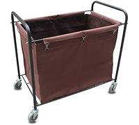 WDSOPK Movable Trolleys Laundry Sorter Hamper Trolley Cart on Silenters Poartable Hotel Service Trolley Hamper with Removable Bags, Stainless Steel