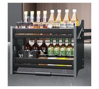 WDSOPK Organisateur De Placard Rabattable À 2 Niveaux,Étagère Coulissante pour Placards Hauts,Panier De Rangement en Alliage D'Aluminium,Étagère À Épices(Noir - (L X L X H) 70,5 X 28 X 54 Cm)