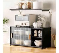 WDSOPK Organiseur de rangement en bambou avec compartiments pour comptoir de cuisine, support de micro-ondes, garde-manger, étagère à épices - Étagère utilitaire pour la maison et le salon (noir)
