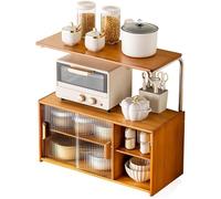 WDSOPK Organiseur de rangement en bambou avec compartiments pour comptoir de cuisine, support de micro-ondes, garde-manger, étagère à épices - Étagère utilitaire pour la maison et le salon (marron)