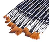 WDSOPK Paint Brushes Professional 12 Pcs Short Shot Copper Tube Nylon Wool Paintbrush Multiple Shape Combination Watercolor Pen Set Suitable for Watercolor Oil Painting Acrylic (Black-Free Size)