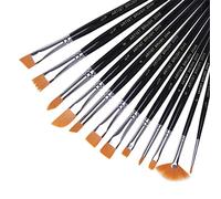 WDSOPK Paint Brushes Professional 12Pcs Copper Tube Short Rod Nylon Brush Set Suitable for Watercolor Oil Painting Acrylic Painting for Watercolor Oil Painting(Black-Free Size)