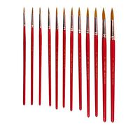 WDSOPK Paint Brushes Professional Set of 12 Round Pointed Nylon Art Brushes for Acrylic Watercolor Painting for Watercolor Oil Painting(Red-Free Size)