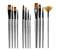 WDSOPK Paint Brushes Professional Silver Premium Nylon Fur Art Brush Set Suitable for Watercolor Oil Painting Acrylic Painting for Watercolor Oil Painting(Silver-Free Size)