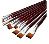 WDSOPK Paint Brushes, Two-Color Nylon Hair Flat Peak Oil Brush 12 Pcs Sets of Brushes Art Water-Colour School Educational Supplies Painting Brushes