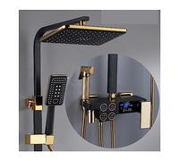 WDSOPK Panneau De Douche, Système De Douche Thermostatique, Ensemble De Douche Numérique Intelligent À LED pour Salle De Bain, Robinetterie Murale À Tête Carrée, Mitig(Chaud Et Froid-10-1)