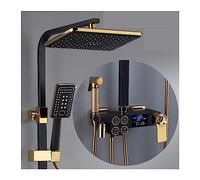 WDSOPK Panneau De Douche, Système De Douche Thermostatique, Ensemble De Douche Numérique Intelligent À LED pour Salle De Bain, Robinetterie Murale À Tête Carrée, Mitig(Thermostatique-07-1)