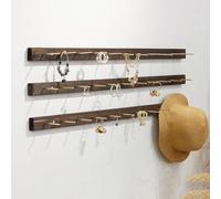 WDSOPK Présentoir Mural pour Bijoux - Présentoir 3 Pièces pour Bracelets, Bagues Et Joncs - Support Suspendu Idéal pour Les Boutiques De Vêtements Et De Bijoux(Couleur Noyer, 3 Pièces - 90 Cm)