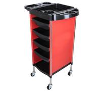 WDSOPK Professional Beauty Salon Trolley with 4 Drawers and Side Tray Rolling Cart for Hairdressers Hairdressing Storage Cart on Wheels(Rosso)