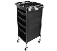 WDSOPK Professional Beauty Salon Trolley with 4 Drawers and Side Tray Rolling Cart for Hairdressers Hairdressing Storage Cart on Wheels(Black)