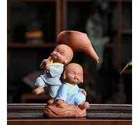 WDSOPK Sculpture Decoration Purple Clay Little Monk Tea Leak Creative Stainless Steel Filter Kung Fu Strainer Zen Handmade Ornaments Teahouse Tools(A)