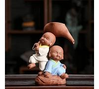 WDSOPK Sculpture Decoration Purple Clay Little Monk Tea Leak Creative Stainless Steel Filter Kung Fu Strainer Zen Handmade Ornaments Teahouse Tools(B)