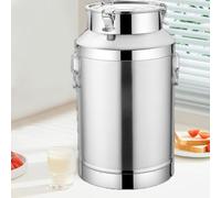 WDSOPK Seau À Lait en Acier Inoxydable avec Couvercle Hermétique, 5 L/8 L/11 L/14 L/18 L/22 L, Bidon De Stockage De Liquide avec Poignée De Transport, Argent, 14 L/3,(Argent-22L/5,8 Gallons)