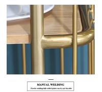 WDSOPK Serving Cart with 3 Tier Shelves,Industrial Kitchen Cart on Wheels,Heightened Edges,Metal Trolley Rolling Bar Cart,for Dining Room,Laundry Room,and Bathroom(Gold-100X40X90Cm)
