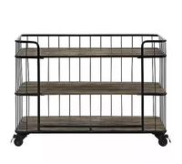 WDSOPK Serving Cart with 3 Tier Shelves,Industrial Kitchen Cart on Wheels,Heightened Edges,Metal Trolley Rolling Bar Cart,for Dining Room,Laundry Room,and Bathroom(Black-90X40X90Cm)