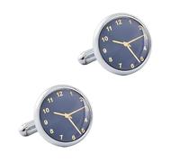 WDSOPK Shirt Cufflinks Clock Pattern Full Copper Metal Cufflinks(Blue-1.7 * 1.7Cm)