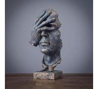 WDSOPK Silence is Golden Modern Sculpture Artwork Retro Do Old Ornaments Office Desktop Furnishings Study Decorations(Not Look at)