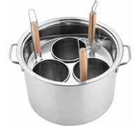 WDSOPK Stainless Steel Noodle Boiler Set - 3/4/5 Hole Pasta Pot with Strainer, Steamer Basket & Lid - Ideal Cookware for Home Kitchen & Restaurant Cooking(3)