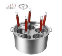 WDSOPK Stainless Steel Pasta Cooker Insert Set - 3/4/5 Hole Commercial Cooking Pot with Divider & Strainer Basket, Multi-Functional Noodle Boiler for Home & Restaurant Use(One Color-5 Holes)