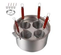 WDSOPK Stainless Steel Pasta Cooker Insert Set - 3/4/5 Hole Commercial Cooking Pot with Divider & Strainer Basket, Multi-Functional Noodle Boiler for Home & Restaurant Use(One Color-4 Holes)