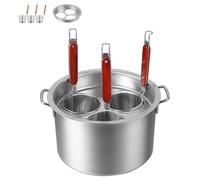 WDSOPK Stainless Steel Pasta Cooker Insert Set - 3/4/5 Hole Commercial Cooking Pot with Divider & Strainer Basket, Multi-Functional Noodle Boiler for Home & Restaurant Use(One Color-3 Holes)